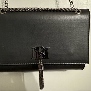 Badgley Mischka Black Clutch with Chain Strap